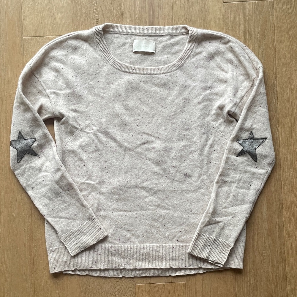 Zadig & Voltaire Pink and Purple Cashmere Sweater, Silver Leather Star Elbows